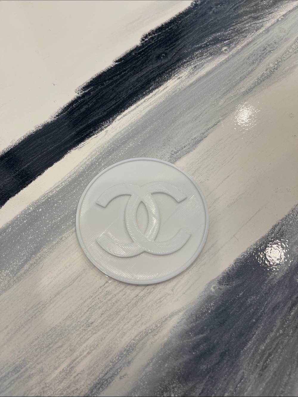 White Interlocking Logo Coaster